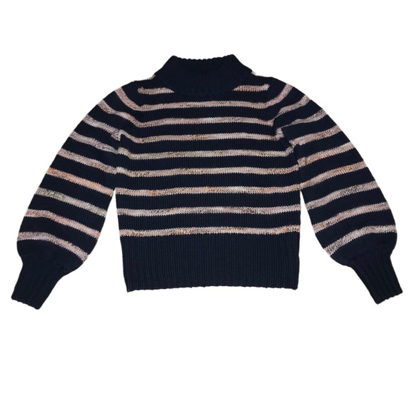 Madewell Wool Blend Striped Bubble Sleeve Sweater - XXS - Picture 2 of 10